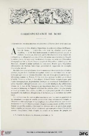 4. Pér. 7.1912: L' exposition d'ethnographie italienne à l'Exposition Universelle : correspondance de Rome