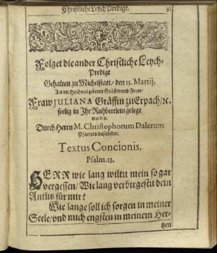 Folget die ander Christliche Leych-Predigt [...]