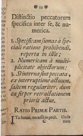 Distinctio peccatorum specifica inter se, & numerica.
