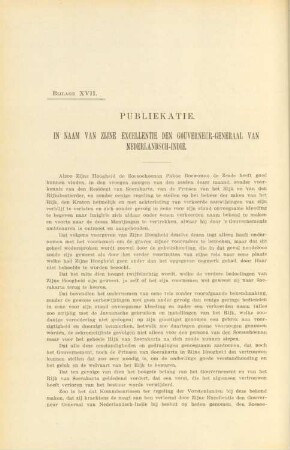 Bijlage XVII. Publiekatie. In naam van Zijne Excellentie den Gouverneur-Generaal van Nederlandsch-Indie
