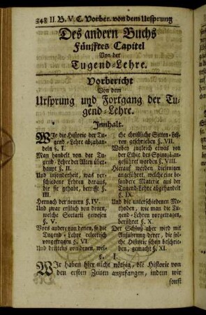 Vorbericht Von dem Ursprung und Fortgang der Tugend-Lehre.