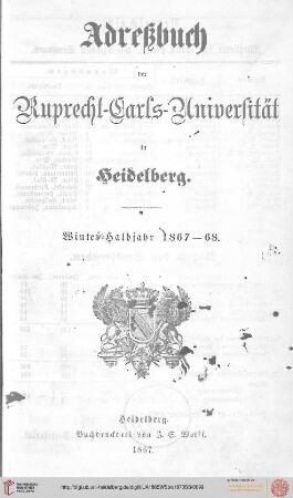Wintersemester 1867/1868