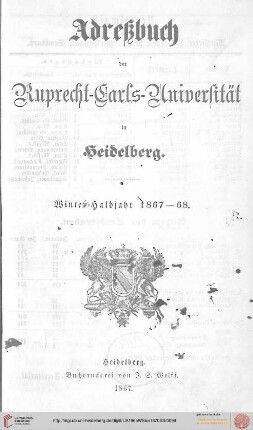 Wintersemester 1867/1868