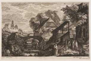 Flusslandschaft mit Brücke