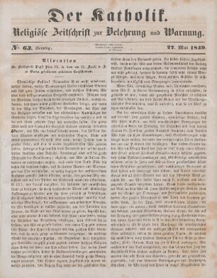 249-251 Allocution Sr. Heiligkeit Papst Pius IX. in dem am 20. April d. J. zu Gaeta gehaltenen geheimen Consistorium