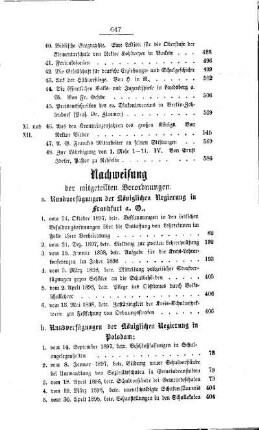 Nachweisung der mitgeteilten Verordnungen