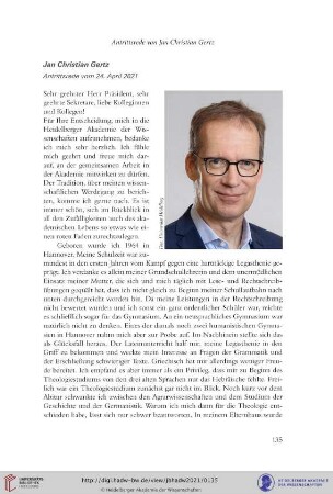 Jan Christian Gertz : Antrittsrede vom 24. April 2021