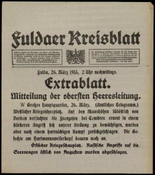 Ausgabe vom Freitag, den 26. März 1915.