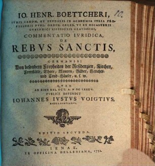 Commentatio iur. de rebus sanctis
