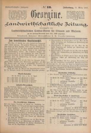 Fünfundfünfzigster Jahrgang. No. 13. Insterburg, 31. März 1887.