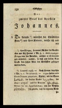Der zweyte Brief des Apostels Johannes.