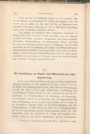III. Die Verurtheilung zur Abgabe einer Willenserklärung gegen Gegenleistung.