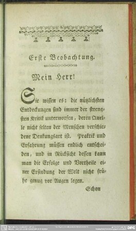Erste Beobachtung