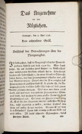 Das achtzehnte Stück. Montags, den 3. May 1756.