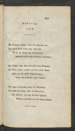Auftrag. 1776.