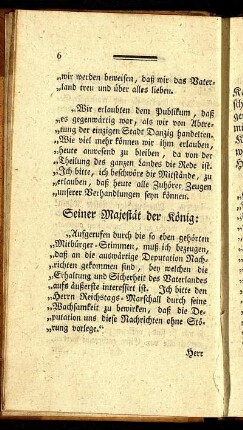 Seiner Majestät der König.