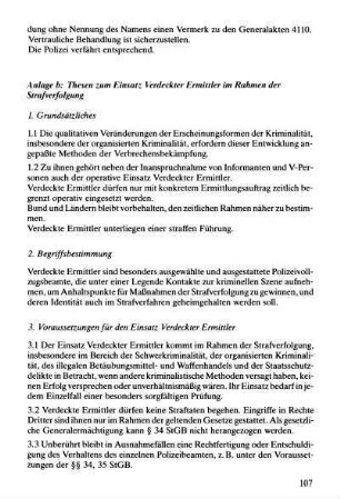 Thesen zum Einsatz Verdeckter Ermittler im Rahmen der Strafverfolgung