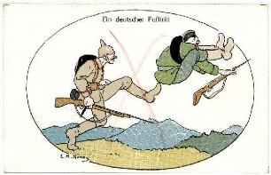 Kriegs-Postkarte Nr. 22: Ein deutscher Fußtritt (verboten)