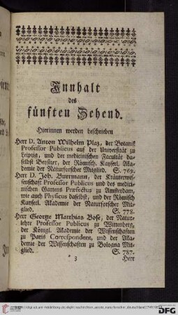 Innhalt des fuenften Zehend