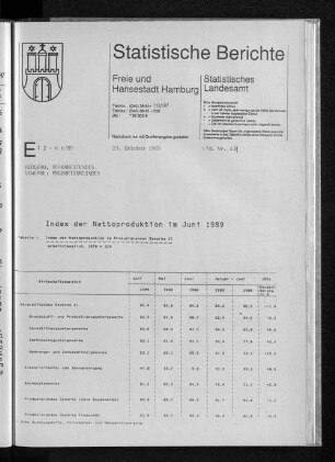 Index der Nettoproduktion im Juni 1989 : Lfd. Nr. 44