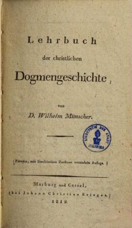 Lehrbuch der christlichen Dogmengeschichte