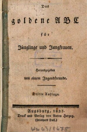 Das goldene ABC für Jünglinge und Jungfrauen