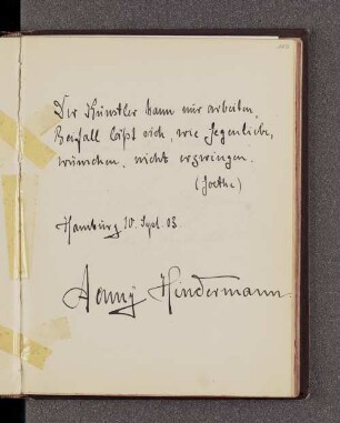 Anny Hindermann. – Hamburg, 10.09.1903