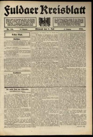 Erste Ausgabe vom Mittwoch, den 05. Juli 1911.