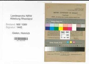Entnazifizierung Heinrich Gielen , geb. 24.09.1884 (Unterbrandmeister)