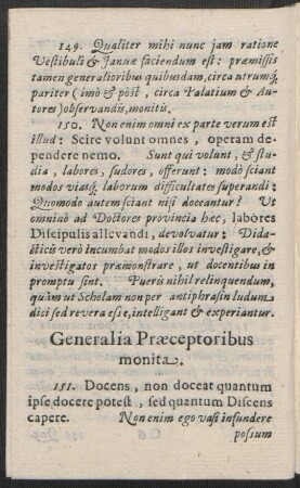 Generalia Praeceptoribus monita.