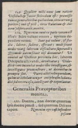 Generalia Praeceptoribus monita.