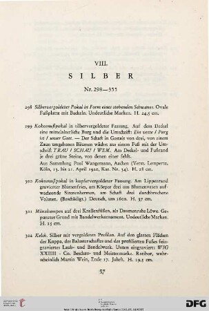 VIII. Silber (Nr. 298-355)