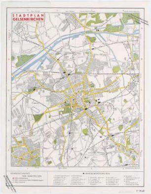 Stadtplan von Gelsenkirchen, mehrfarb., um 1934