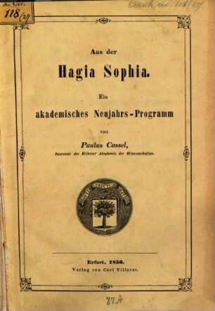 Aus der Hagia Sophia : ein akademisches Neujahr-Programm