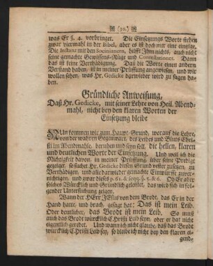 Gründliche Anweisung, Daß Hr. Gedicke, mit seiner Lehre von Heil. Abendmahl, nicht bey ...