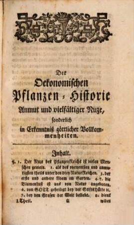 D. Balthasar Ehrhart Oekonomische Pflanzenhistorie nebst dem Kern der Landwirtschaft Garten- und Arzneykunst, 1