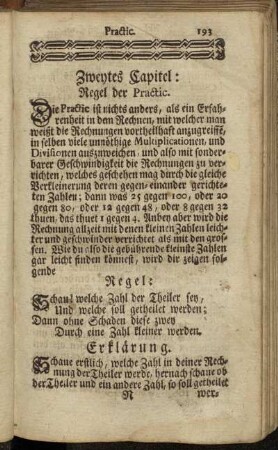 Zweytes Capitel: Regel der Practic.