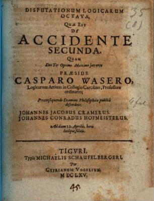 Disputationes logicae, 8. De accidente secunda