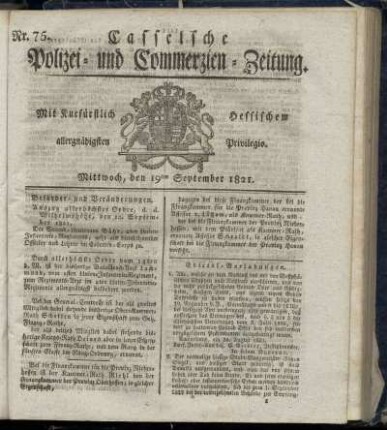Nr. 75, Mittwoch den 19ten September. 1821