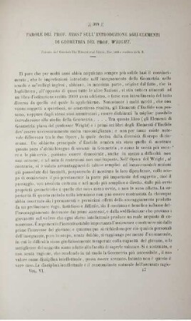 Parole del prof. hirst sull' introduzione agli elementi di geometria del prof. wright.