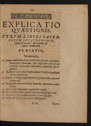 Explicatio Quaestionis.