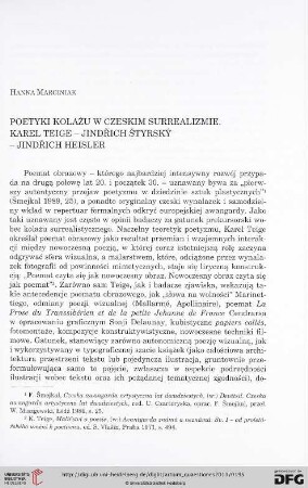 22: Poetyki kolażu w czeskim surrealizmie : Karel Teige, Jindřich Štyrský, Jindřich Heisler