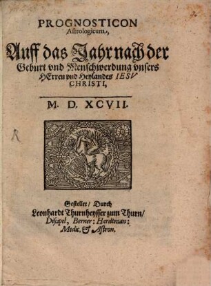 Prognosticon astrologicon auf das Jahr ... 1597