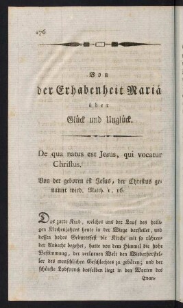 276-298, Von der Erhabenheit Mariä über Glück und Unglück.