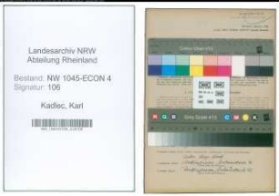 Entnazifizierung Karl Kadlec , geb. 29.10.1912 (Angestellter)
