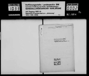 Strauss, Jonas Israel, Kaufmann in Karlsruhe Käufer: Ludwig Wilhelm, Heilgehilfe in Forchheim Lagerbuch-Nr. 1411 Karlsruhe