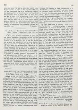 581-582 [Rezension] Herner, Sven, Verbesserungen zu Mandelkerns grosser Konkordanz