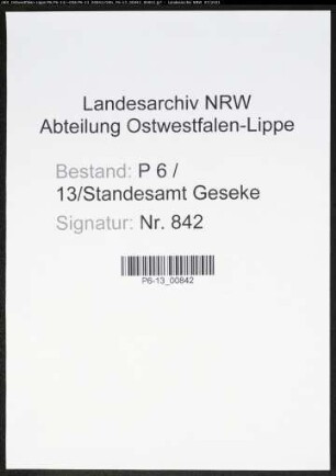 Heiratsregister Standesamt Geseke