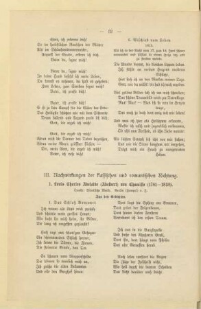 III. Nachwirkungen der klassischen und romantischen Richtung