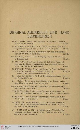 Original-Aquarelle und Handzeichnungen (Nr. 50 - 168)